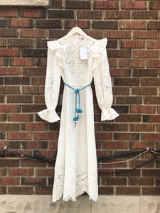 ZIMMERMANN White Carnaby Scallop Long Sleeve Linen Dress