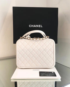 CHANEL Quilted Caviar Leather Filigree Large Vanity Case