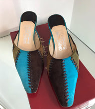 Load image into Gallery viewer, SALVATORE FERRAGAMO Colour Block Suede Pointed Mules
