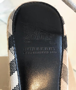 BURBERRY Leather Espadrille Wedge Sandals