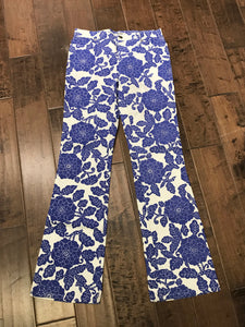 MOSCHINO Blue & White Floral Print Bootleg Jeans