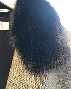 MARELLA Wool Blend Blazer With Detachable Mink Fur Collar