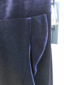 KARL LAGERFELD Navy Short Sleeve Ruffle Embellished Velvet Dress