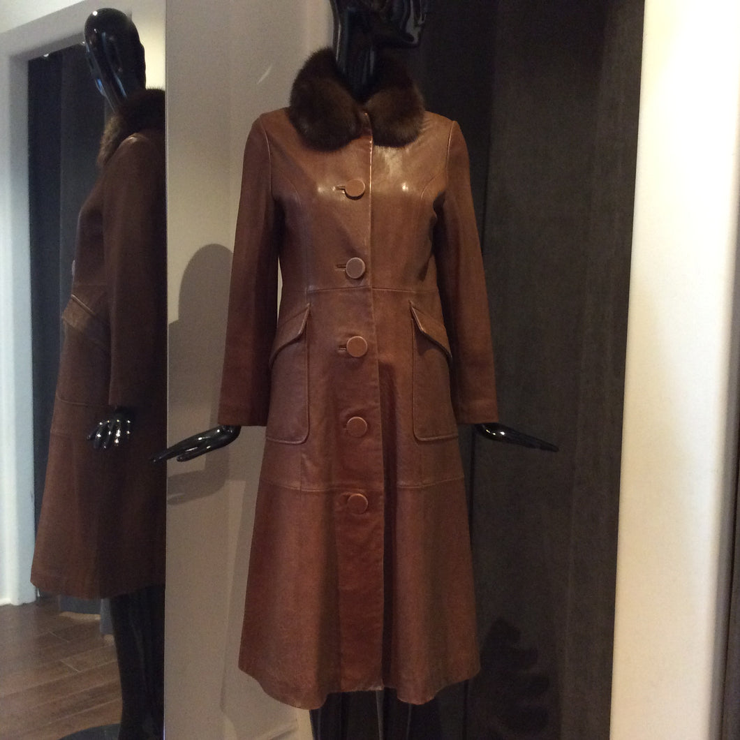 MACHIKO JINTO Brown Leather Coat