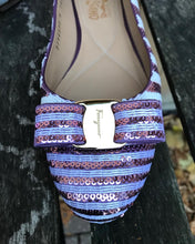 Load image into Gallery viewer, SALVATORE FERRAGAMO Sequin Embellished Bow Ballet Flats
