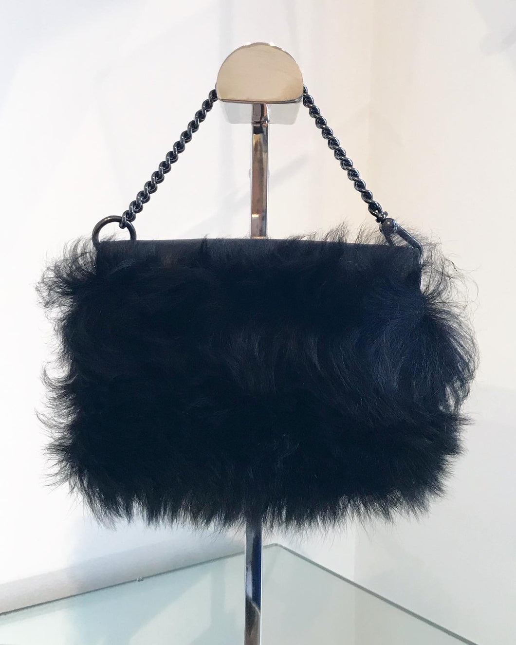 MARC By MARC JACOBS Lambs Fur Leather Wallet On Chain