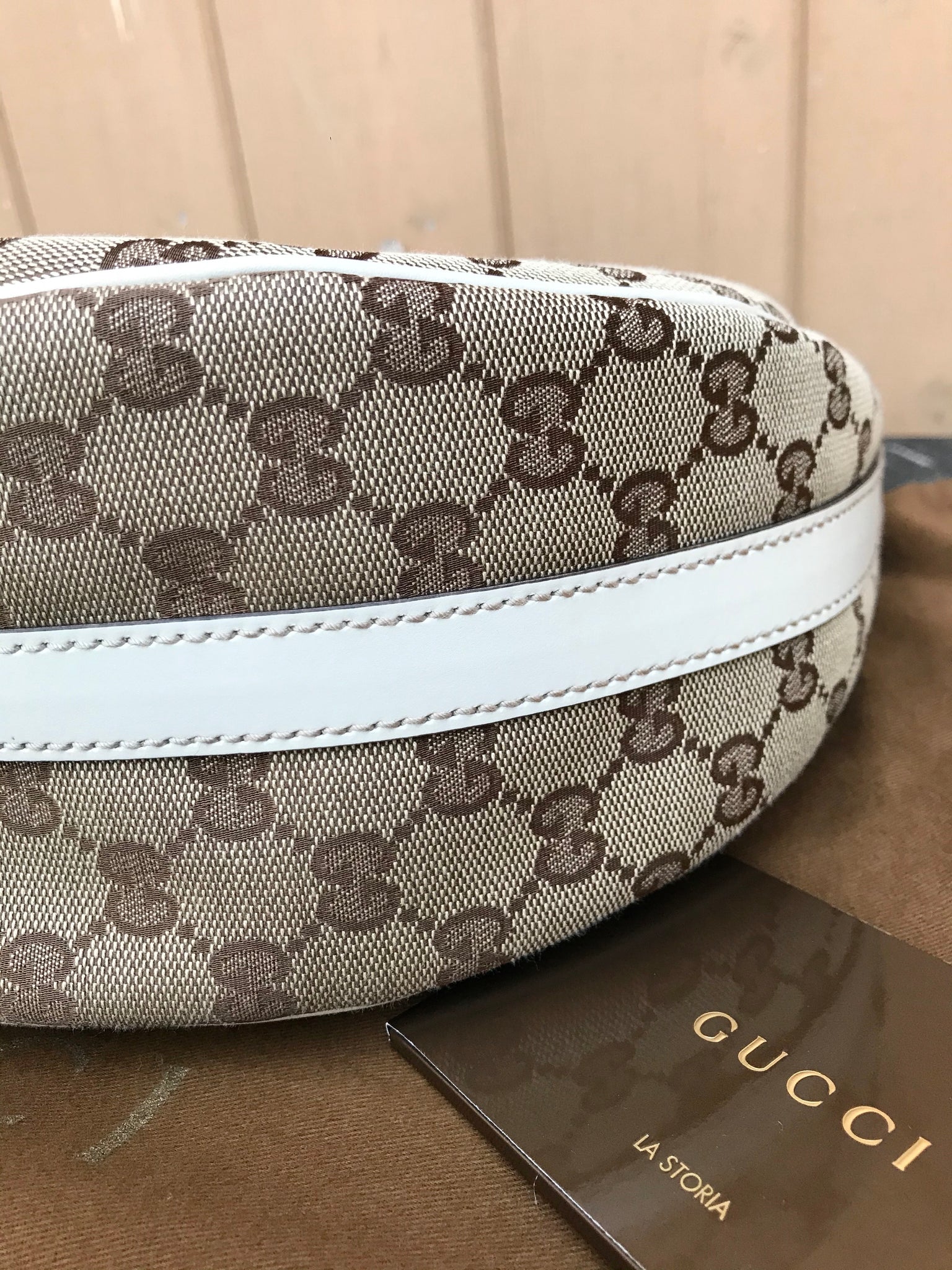 Gucci Beige/Brown GG Canvas and Leather Large GG Twins Hobo at 1stDibs