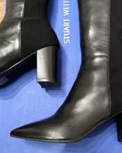 Load image into Gallery viewer, STUART WEITZMAN Carly Leather Stretch Fabric Over The Knee-High Leather Boots

