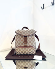 Load image into Gallery viewer, GUCCI Monogram Canvas Flap Backpack
