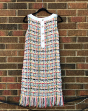 Load image into Gallery viewer, CHANEL Multi Colour Tweed Fringed Hem S’less Midi Belted Dress
