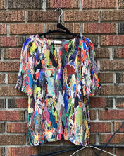 Load image into Gallery viewer, DRIES VAN NOTEN Multi Colour Print Silk Short Sleeve Top

