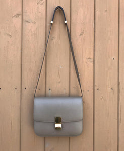 CELINE Classic Liege Taupe Calfskin Medium Box Bag