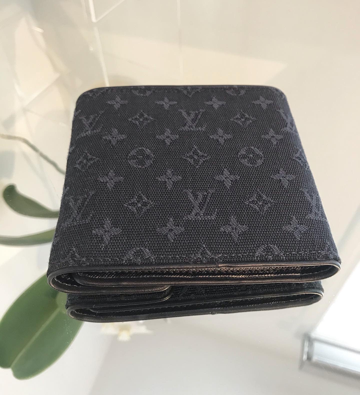Auth Louis Vuitton Monogram Canvas Mini Lin Trifold Envelope Small Wallet  Used