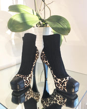 Load image into Gallery viewer, VICINI Calf Hair Leopard Print Leather Knit Pull On Platform Ankle Boots
