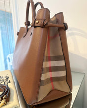 Load image into Gallery viewer, BURBERRY Large Banner House Check Leather Canvas Handle Bag
