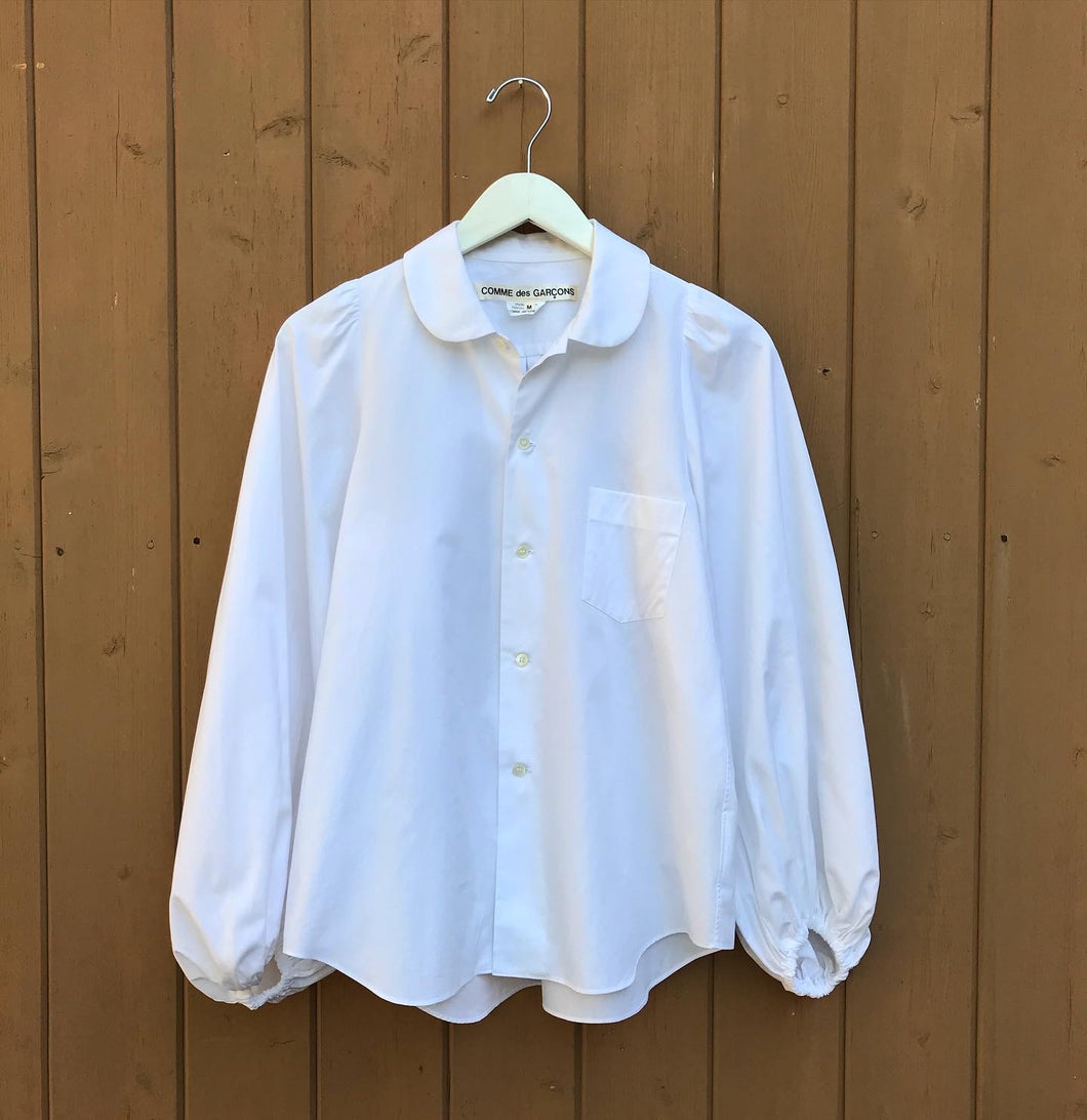 COMME DES GARÇON White Puffed Sleeved Cotton Shirt