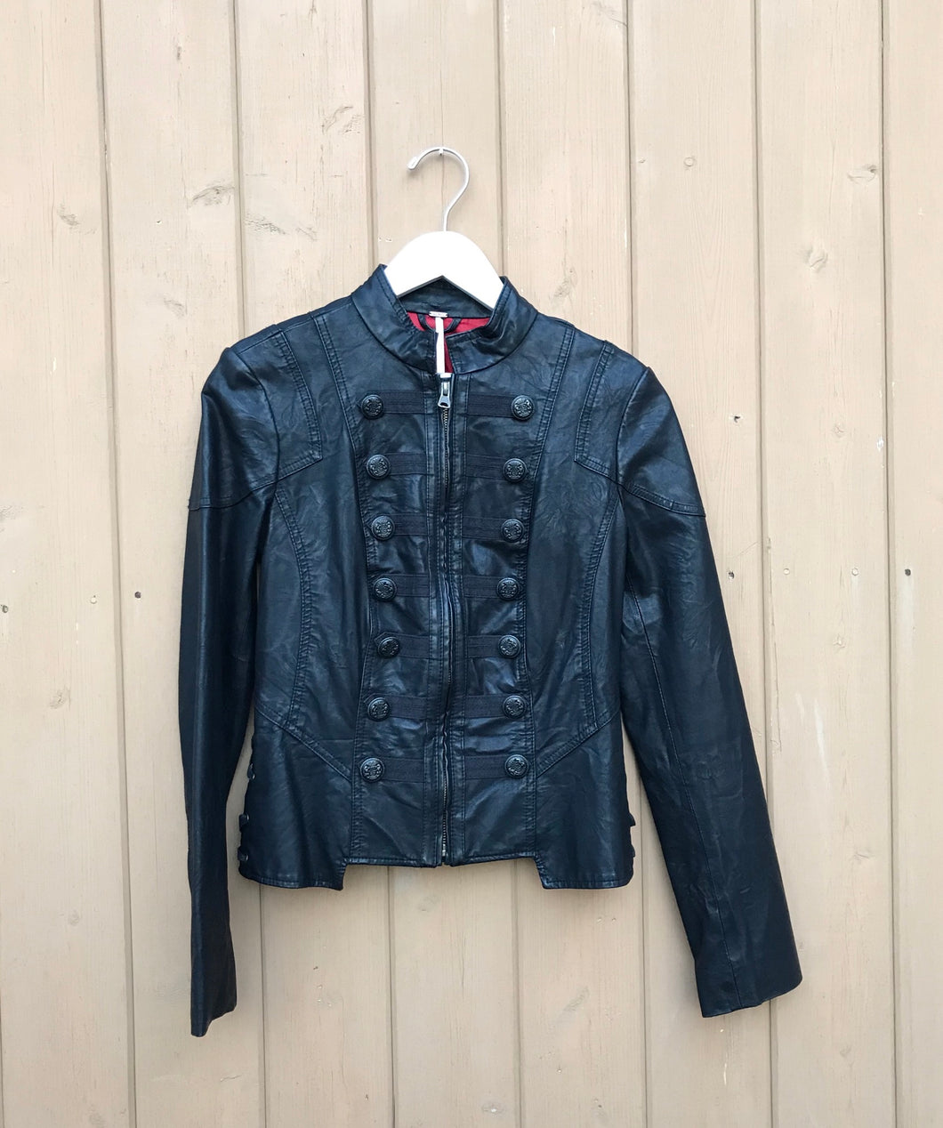 FREE PEOPLE Faux Leather Military Style Jacket