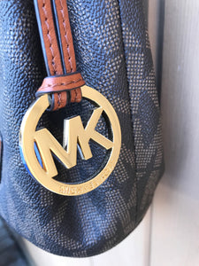 MICHAEL KORS Logo Coated Canvas Small Bucket Crossbody Bag