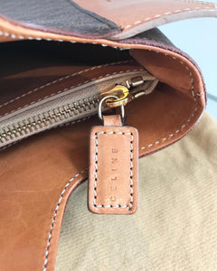 Vintage CELINE Brown Macadam Canvas Leather Handle Bag