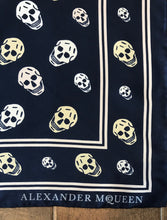 Load image into Gallery viewer, ALEXANDER MCQUEEN Navy Skull Square Scarf
