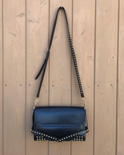Load image into Gallery viewer, BURBERRY Small Abbott Gold Studded Black Leather Crossbody Bag

