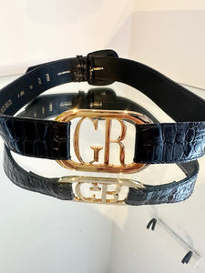 GEORGES RECH Stamped Croc Leather Belt