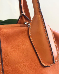 TOD’S Orange D-Styling Medium Bauletto Leather Tote Bag