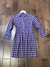 Load image into Gallery viewer, THEORY Plaid 3/4 Sleeve Shirt Dress
