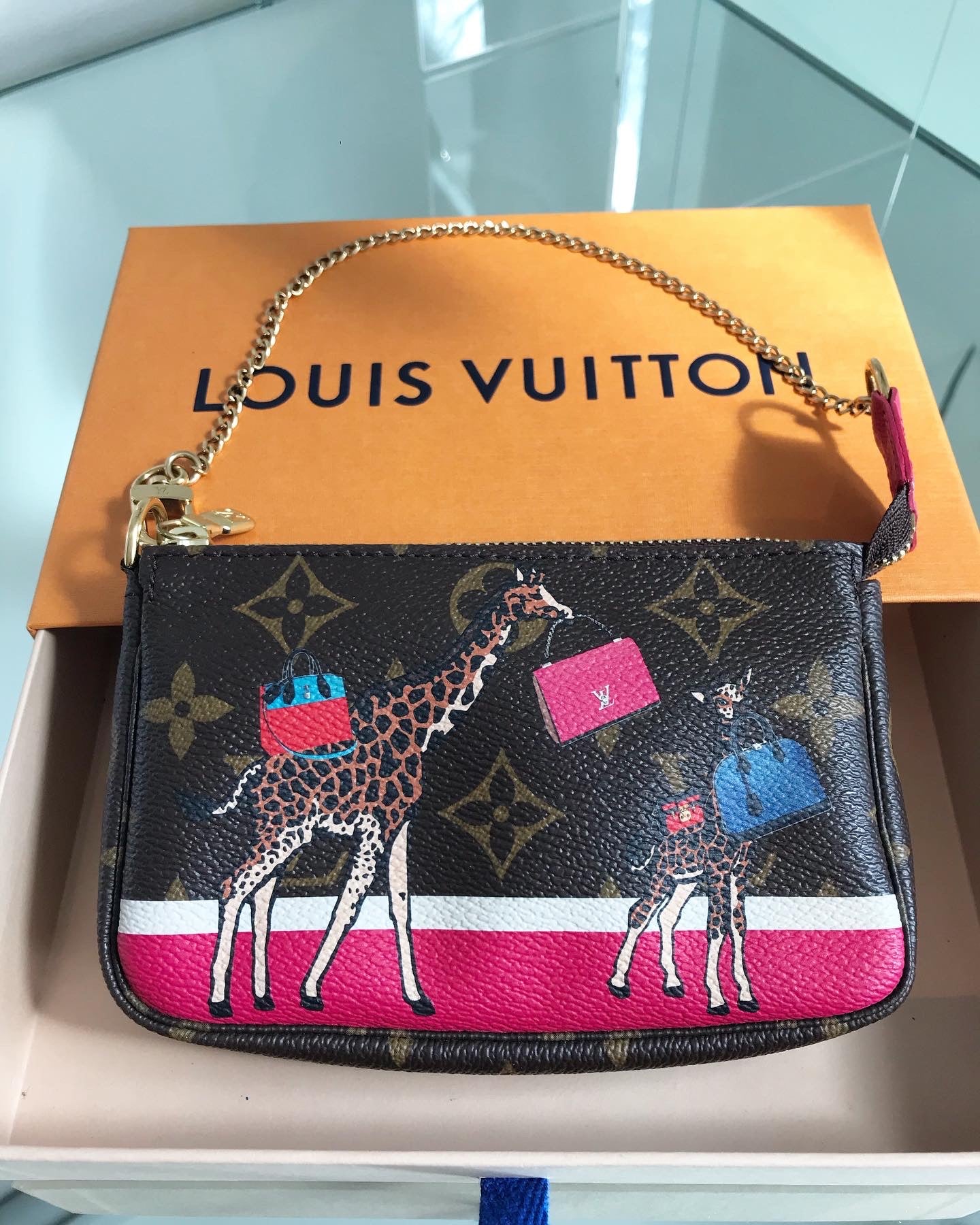 Louis Vuitton Giraffe Motif Mini Pochette Monogram Wristlet. Get