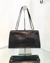 Load image into Gallery viewer, ESCADA Vintage Black Croc Embossed Leather Handbag

