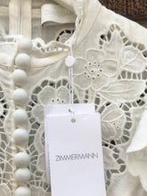 Load image into Gallery viewer, ZIMMERMANN White Carnaby Scallop Long Sleeve Linen Dress
