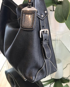 PRADA Black Leather Slouchy Shoulder Bag