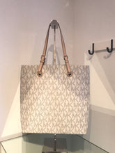 Load image into Gallery viewer, MK MICHAEL KORS Signature Jet Set North South Coated Canvas Leather Tote

