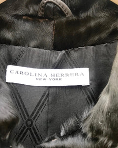 CAROLINA HERRERA Lambs Wool Fox Fur Cuffs 3/4 Length Coat