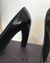 Load image into Gallery viewer, PRADA Patent Leather Logo Plate Square Toe High-Heel Pumps
