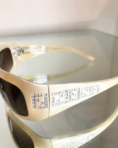 FENDI Beige Crystal Embellished Sunglasses