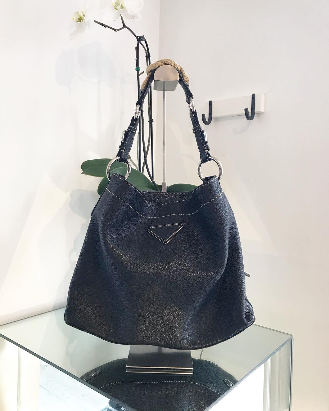 PRADA Black Leather Slouchy Shoulder Bag – Susannah Designer