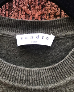 SANDRO Wool Cashmere Blend Tie Front/ Back Sweater