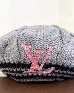 LOUIS VUITTON Logo Colombia Cable Knit Wool Beret