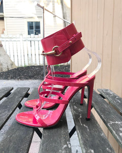 GUCCI Ursula Patent Leather Gladiator High Heel Sandals