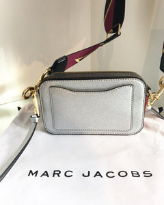 MARC JACOBS Iridescent Silver Colour Block Snapshot Camera Crossbody Bag