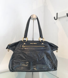 MIU MIU Distressed Leather Shoulder Bag