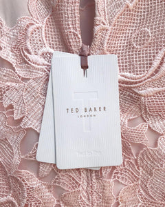 TED BAKER Pink Lace Embellished Short Sleeve Dress