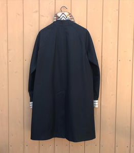 BURBERRY London Black Cotton Detachable Hood Trench Coat