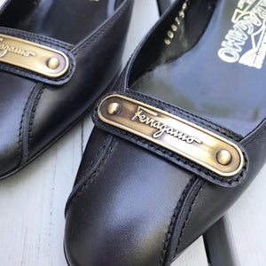 SALVATORE FERRAGAMO Leather Mid Heel Pumps
