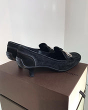 Load image into Gallery viewer, LOUIS VUITTON Suede Kitten Heel Loafers
