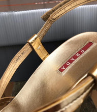 Load image into Gallery viewer, PRADA Patent Leather Cork Platform Wedge Sandals
