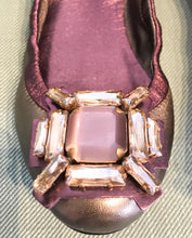 Load image into Gallery viewer, MIU MIU Gold Jewel Embellished Leather Ballet Flats
