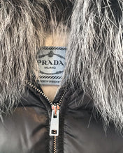 Load image into Gallery viewer, PRADA Puffer Down Coat With Silver Fox Fur Collar and Detachable Hood
