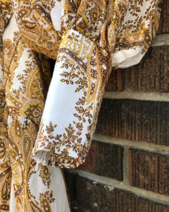 ZIMMERMANN Zippy Billow Belted Maxi Dress in Gold Paisley Print